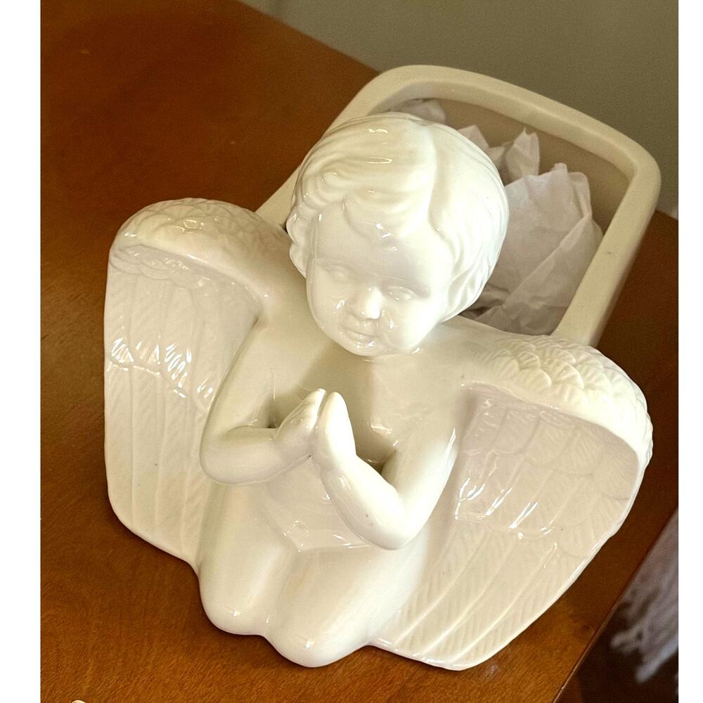 Vintage Angel Cherub Ceramic Planter Vase